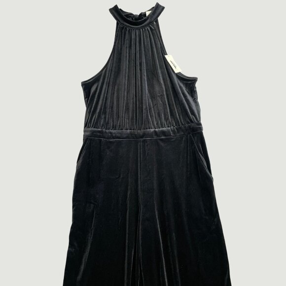 NEW - A New Day Black Velvet Halter High neck  Jumpsuit Size L h1771 - Picture 3 of 10